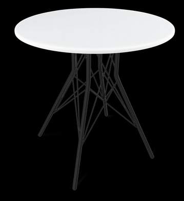 Стол Sheffilton SHT-TT 80 МДФ ТТ1 белоснежная шагрень  каркас SHT-TU2-1 металл черный муар