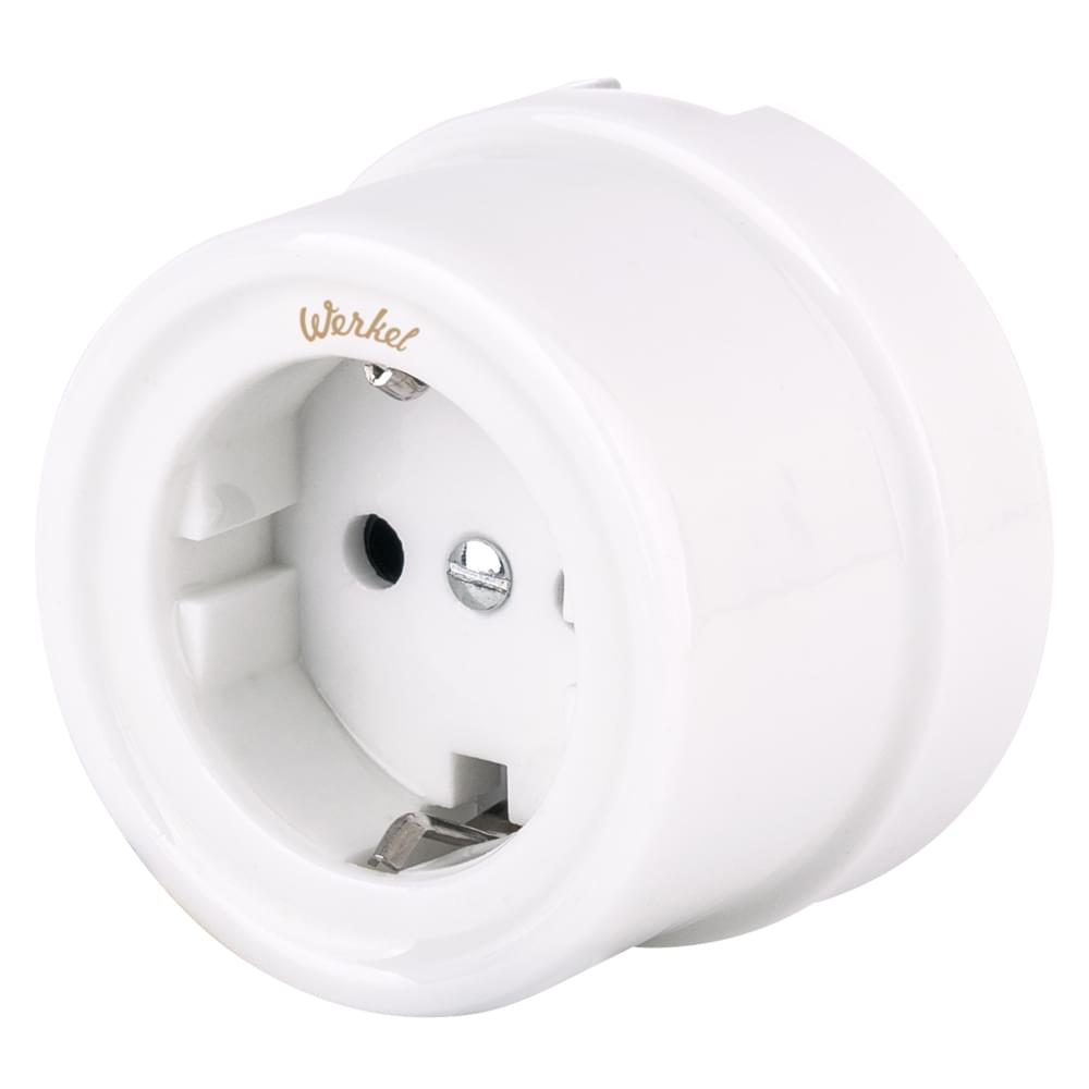 Розетка Werkel Retro  с/з  белая  WL-18-03-01