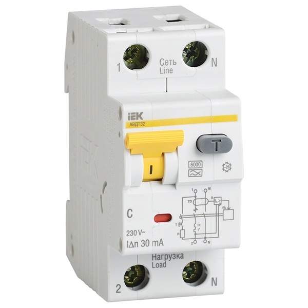 Авт.выкл.Дифф.тока ИЭК АВДТ 32 С20A 30мА тип А 6кА MAD22-5-020-C-30