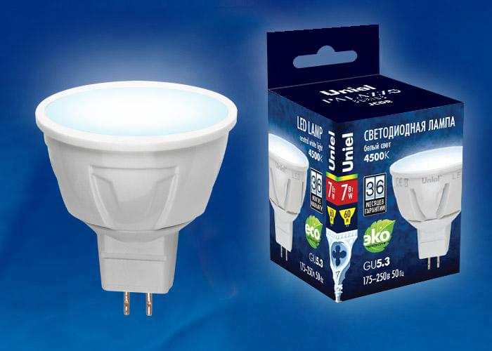 Лампа Uniel Palazzo LED-JCDR-7W/NW/GU5.3/FR PLP01WH  UL-00001821