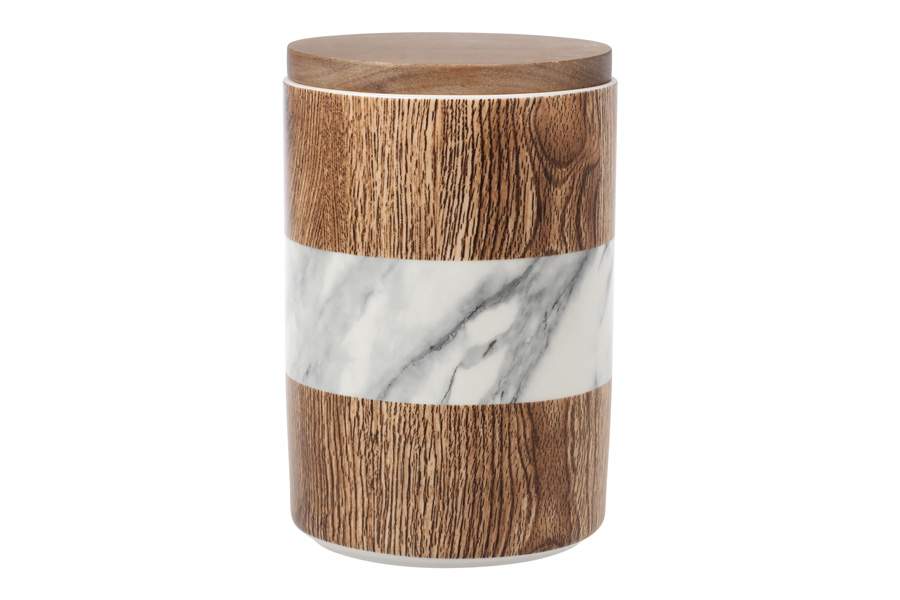 HOME & STYLE Банка д/сыпучих продуктов Wood&Marble 17х11,5см/1100мл HS10-1519-1556A-M7