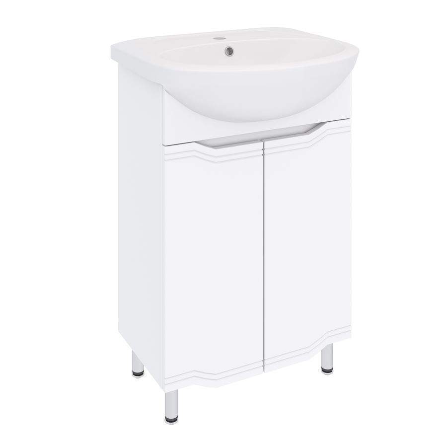 Тумба Viktoria 55 2дв белый + раковина Элеганс 55см белый  2055CVIC/EL/2