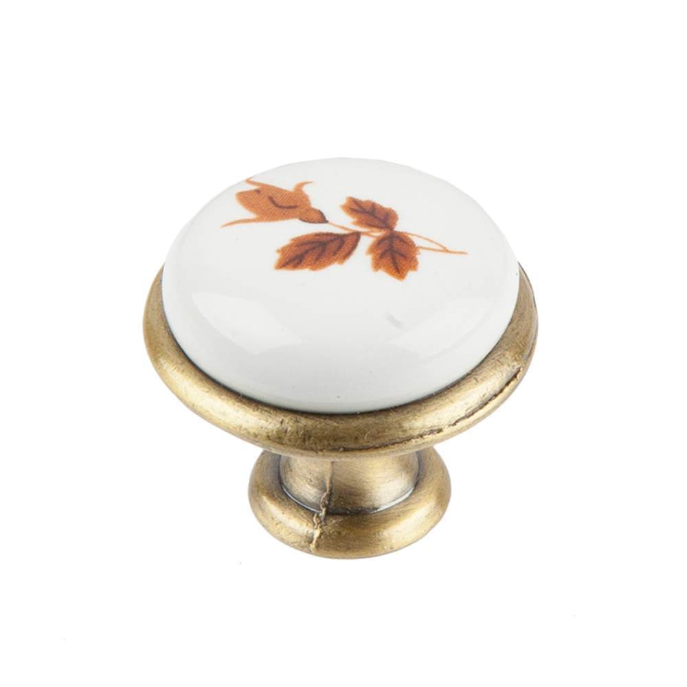 Ручка-кнопка  KF01-01 BA с фарфором бронза