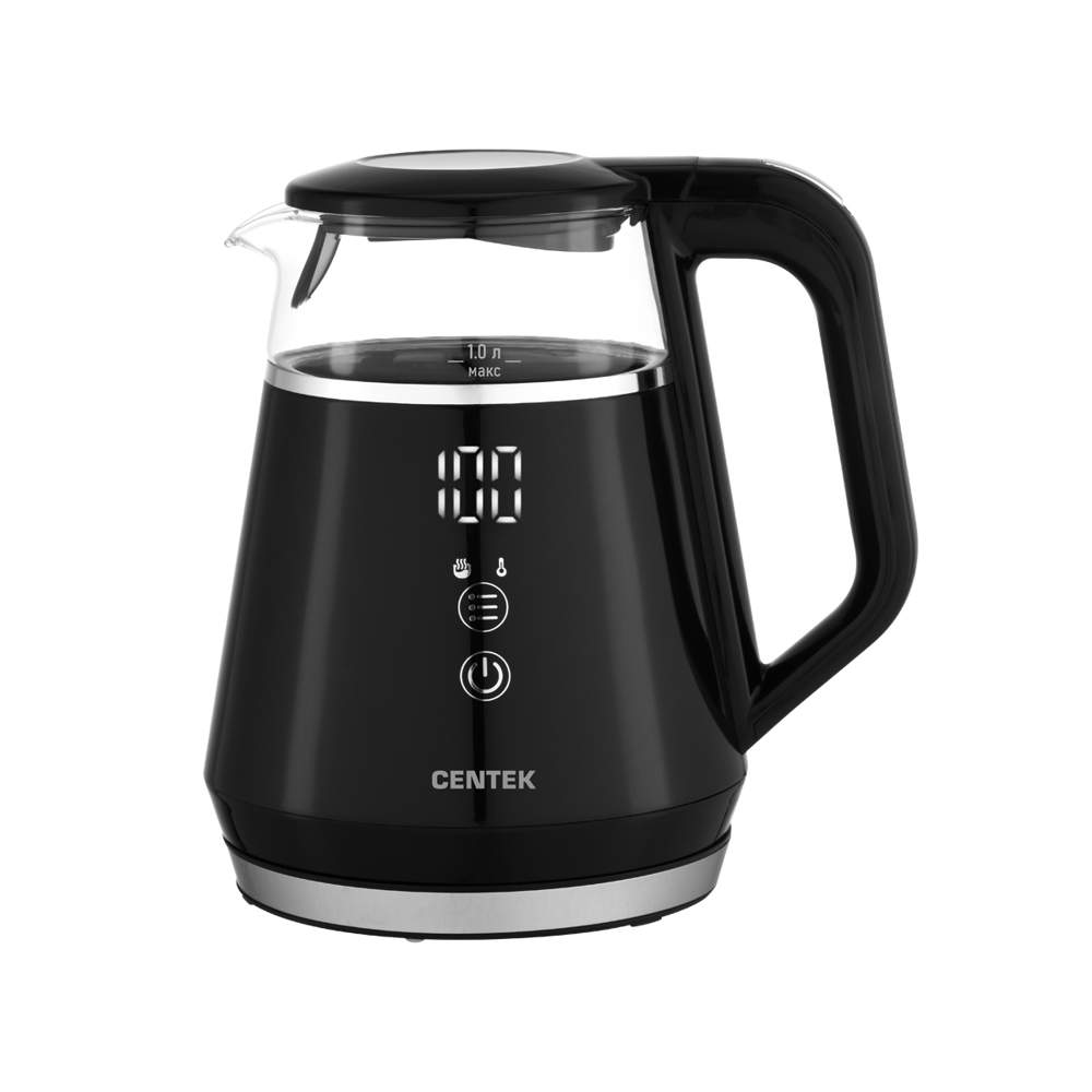 Чайник Centek CT-0019 стекло 1л  1100Вт