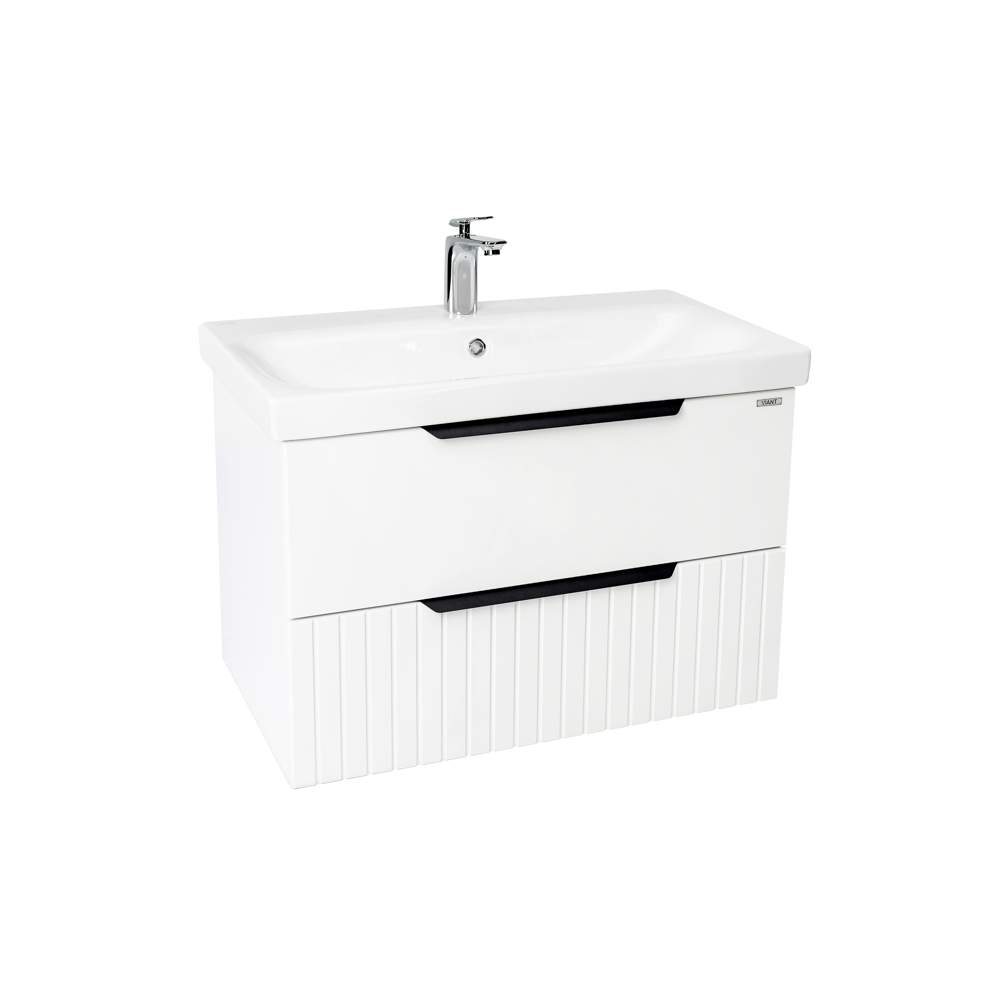 Тумба п/умыв. Сицилия 80 2 ящ. подвесная+ умывальник Como 80/Moduo 80  Белый