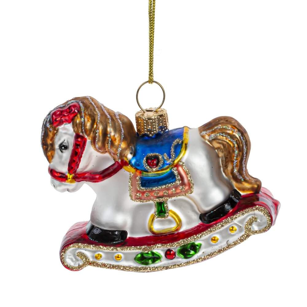 REMECO COLLECTION Игрушка елочная 794465 Лошадка-качалка 7х3х6см (стекло) 