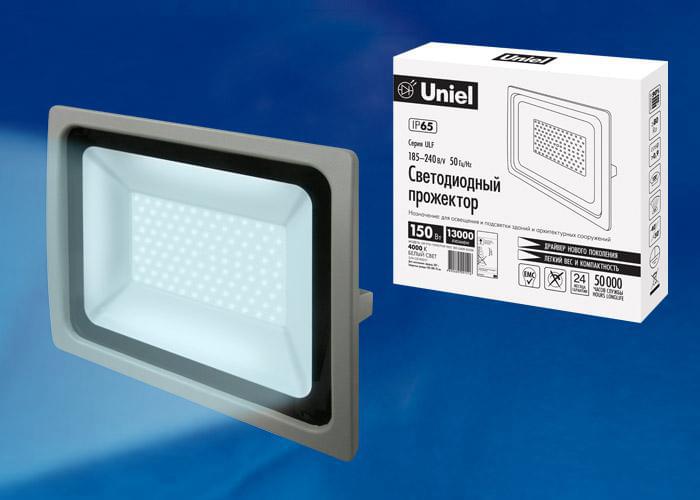 Прожектор Uniel  ULF-F16-150W/DW IP65 185-240В SILVER Дневной свет UL-00001917