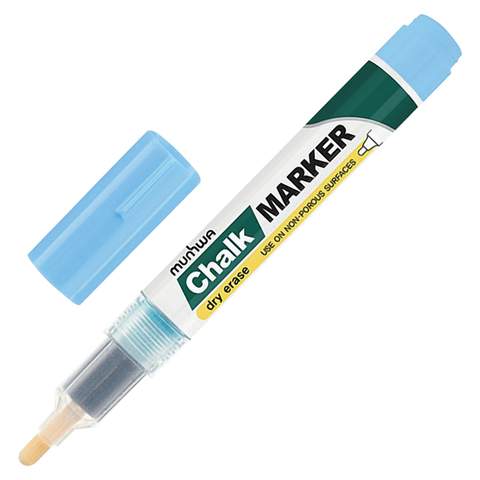 Маркер *меловой MunHwa Chalk Marker  CM-02  голубой  3мм, пакет