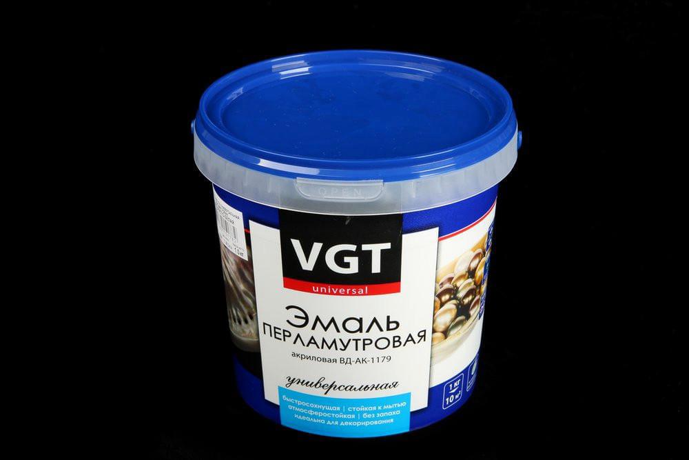 Эмаль ВГТ ВДАК-1179 универ. перламутр.(серебр.белая)  1,0кг