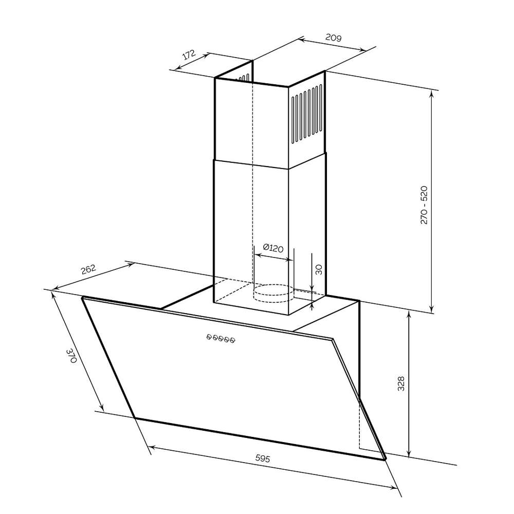 Кухонная вытяжка LEX MOZA 600 WHITE 37956  600м3/ч