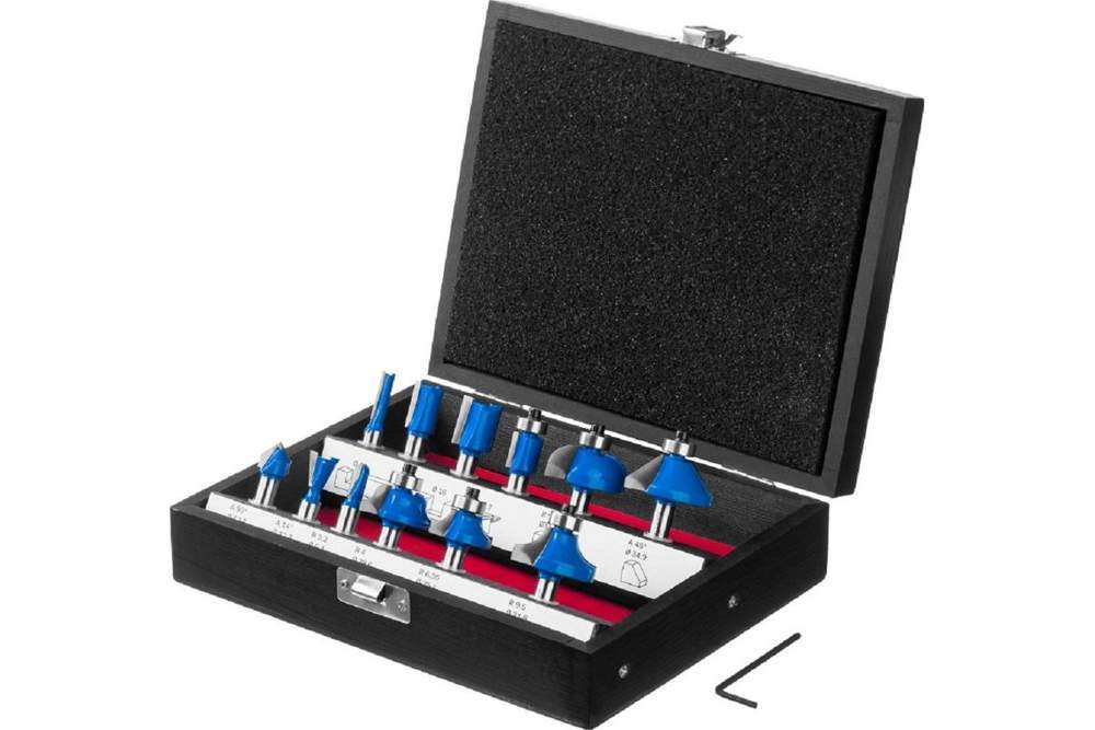 Набор фрез ЗУБР 12шт профильных по дереву 28796-Н12