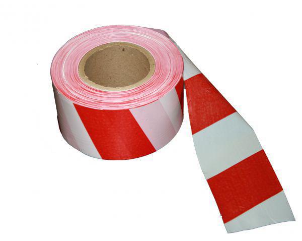 Лента сигнальная для ограждений 50х200м бело-красная некл. 10146