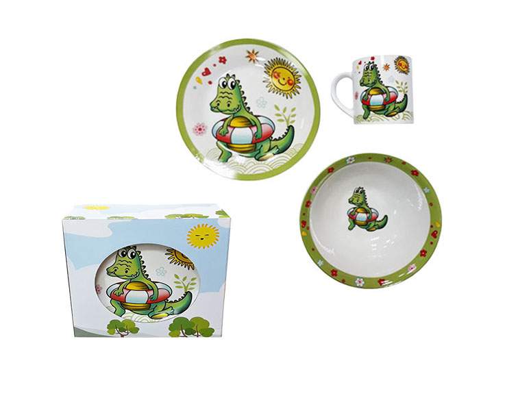 ФОКУС Набор детской посуды Крокодил 3пр. 3-3202