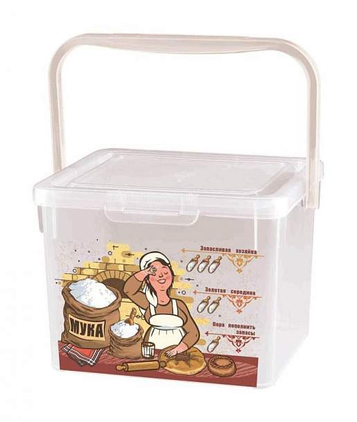 БЫТПЛАСТ Контейнер 433212801 Phibo д/хранения муки 5,3л с декором 235х210х162мм 