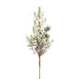 DECOLINE Ветка декоративная H3W067.28P еловая с ягодами заснеженная 71см 