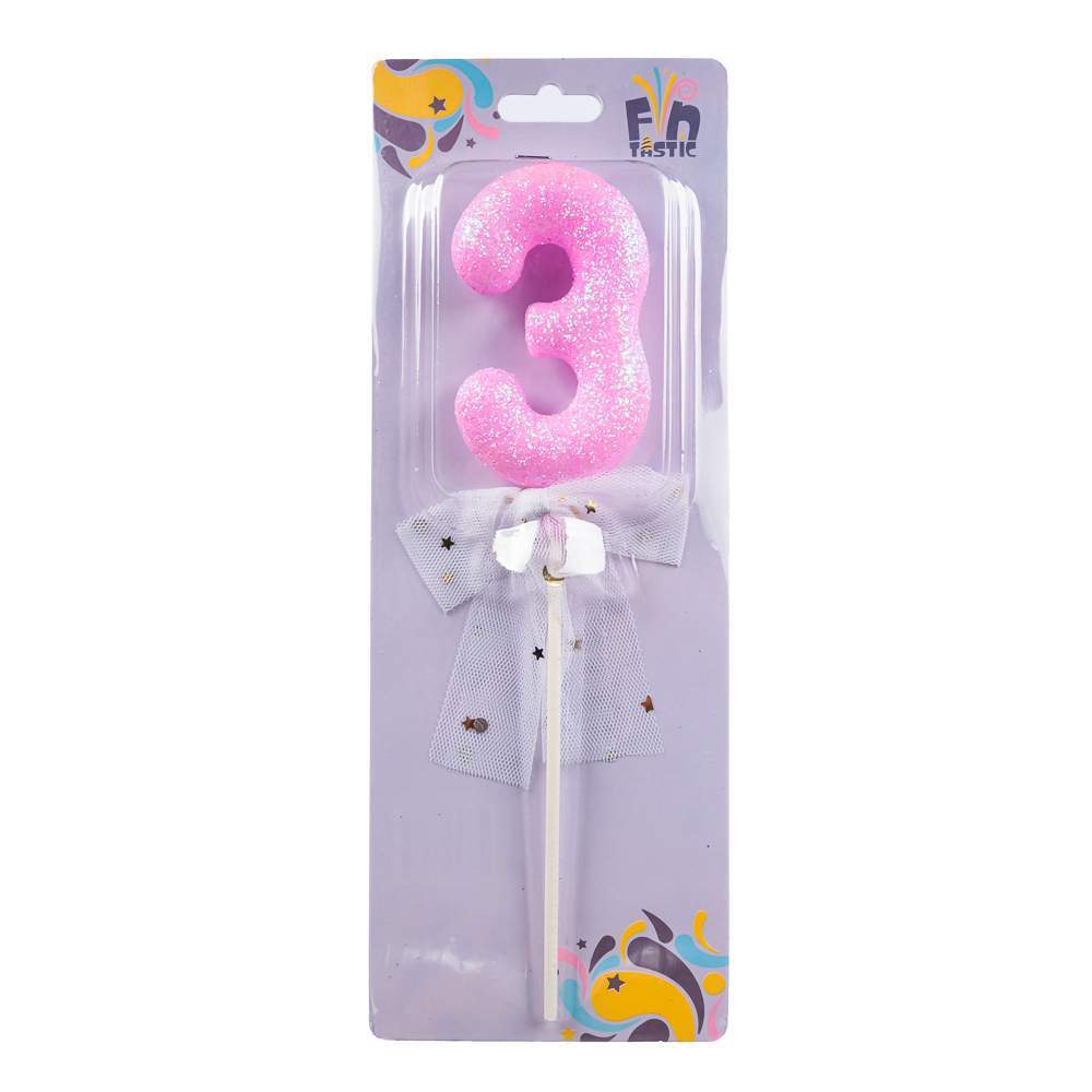 FNtastic Декор д/торта 530-319 цифра с бантом 0-9 21см 10дизайнов 3 цвета пластик,бумага 