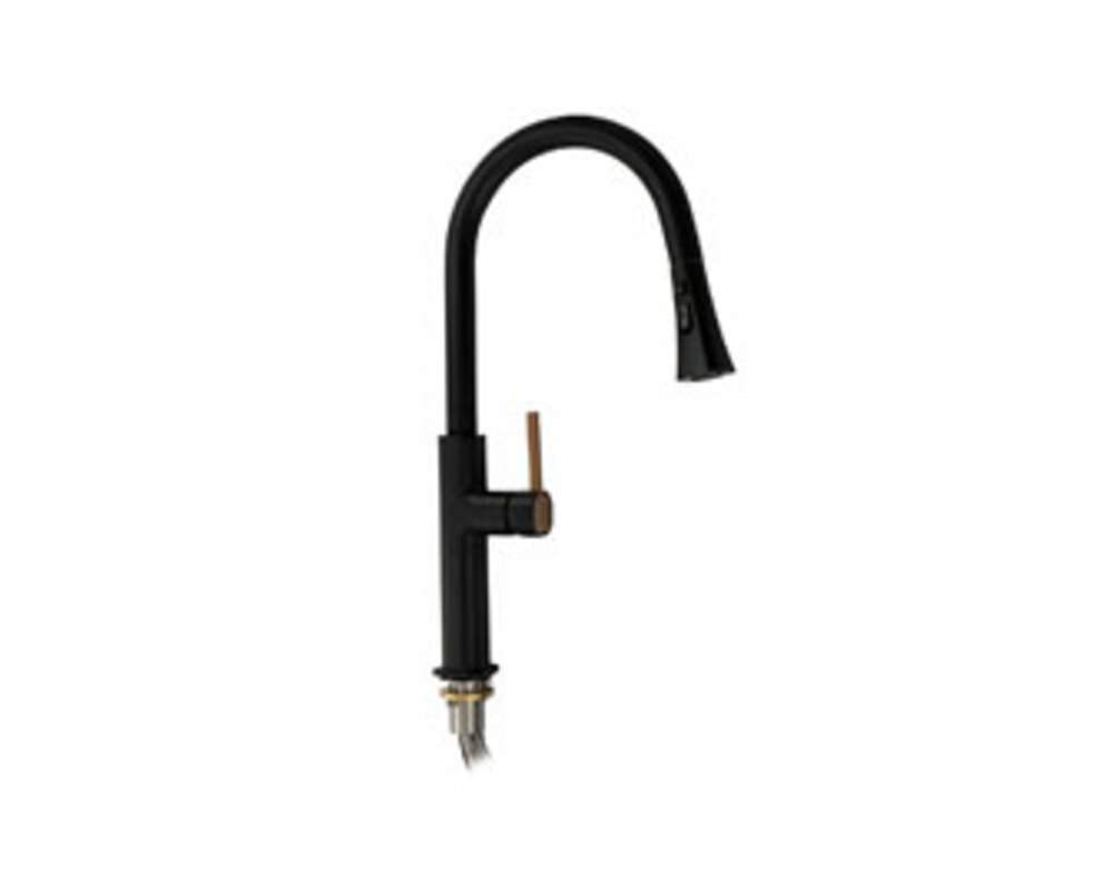 Смеситель Magnus  8239  кухон.шар., С-обр. излив вытяж.,корпус из латуни черного цвета