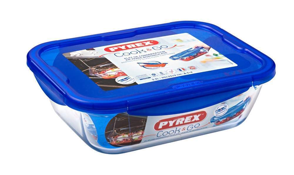 PYREX Cook & GO Форма прямоугольная с герметичной крышкой 3,3л 283PG00ST 30x23х9см