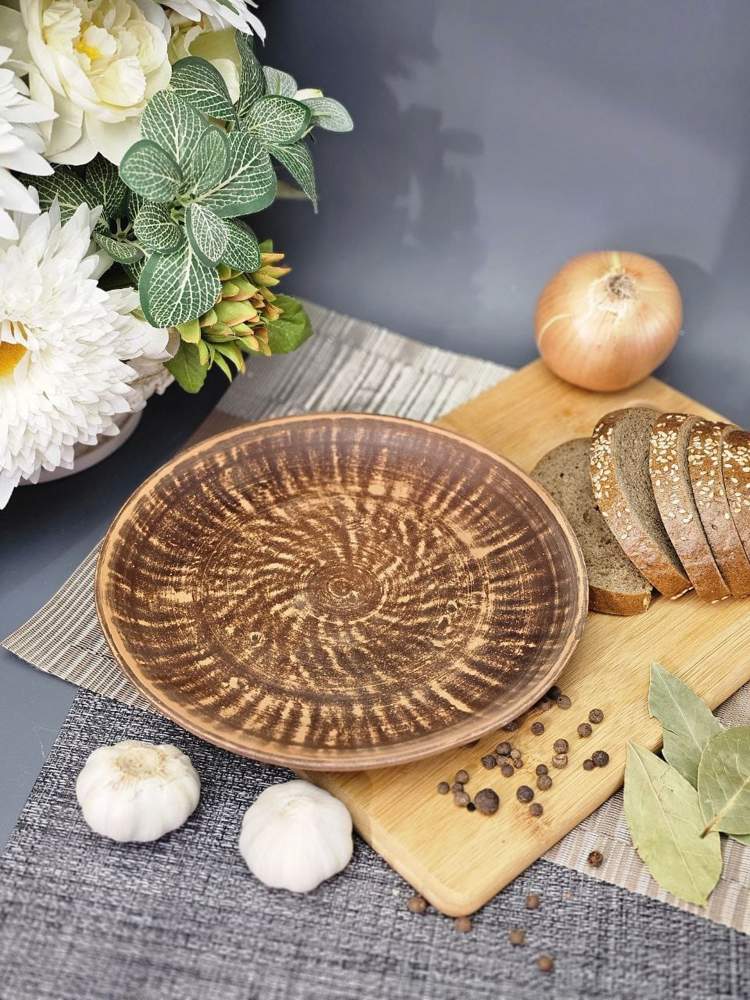 Тарелка 210мм плоская красная глина тар21