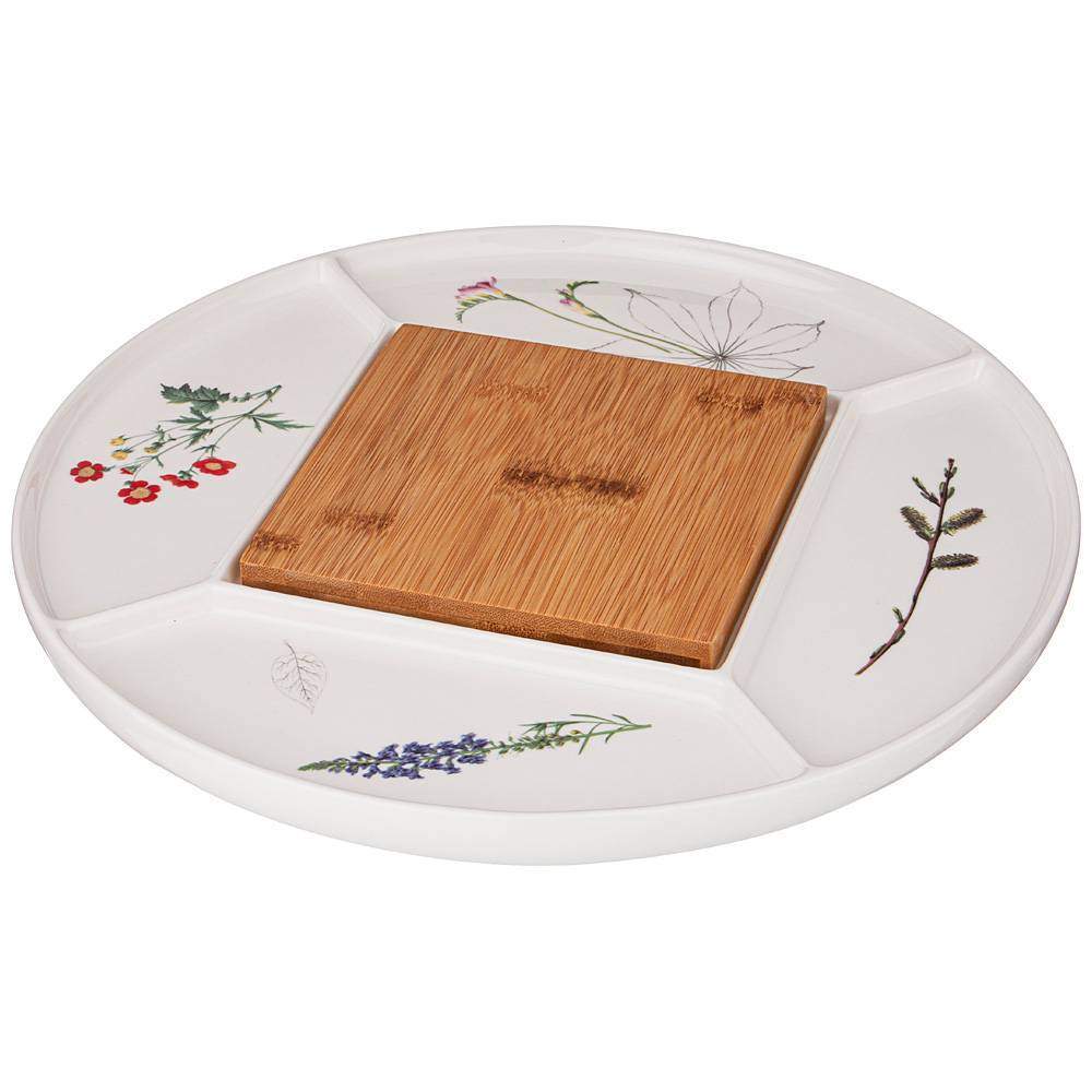 BRONCO Meadow Менажница 474-138 4-х секц. с деревянной подставкой