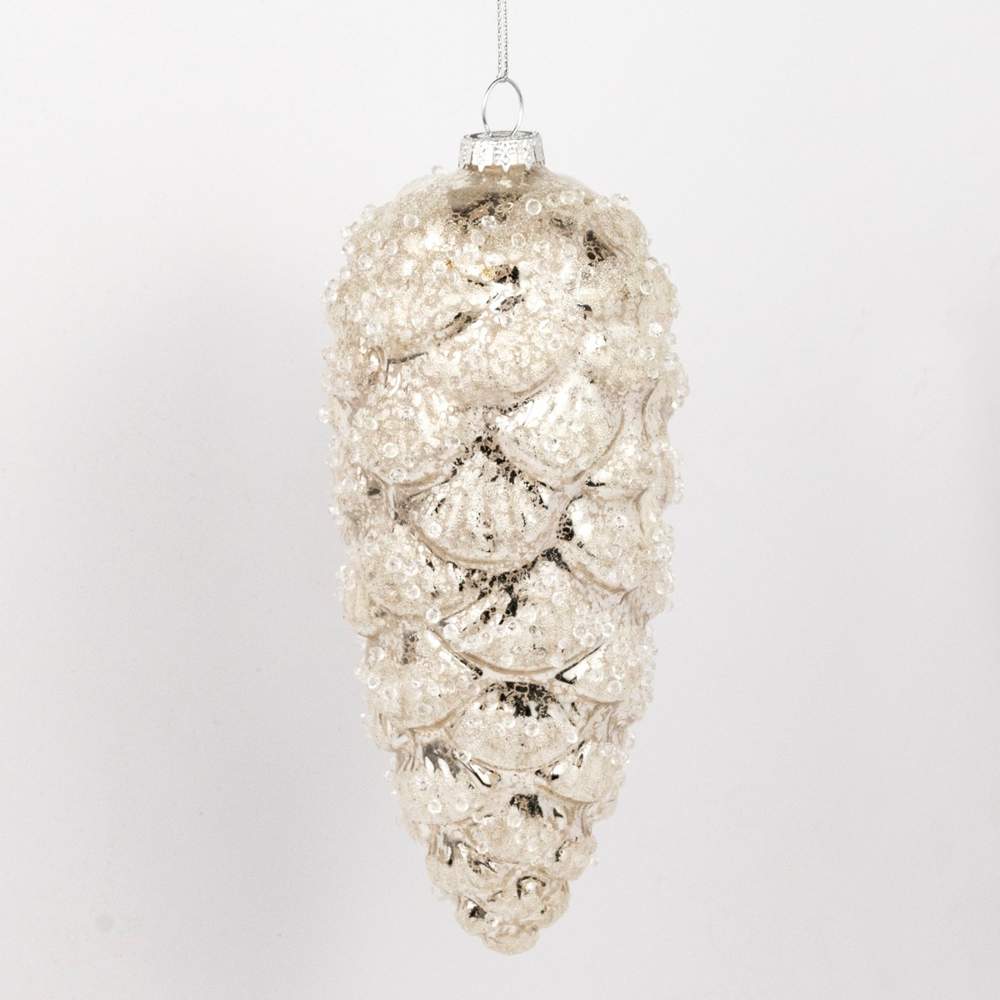 DECOLINE Игрушка елочная Шишка AX25-AZA-020 шампань 15х7,5х7,5см (стекло) 