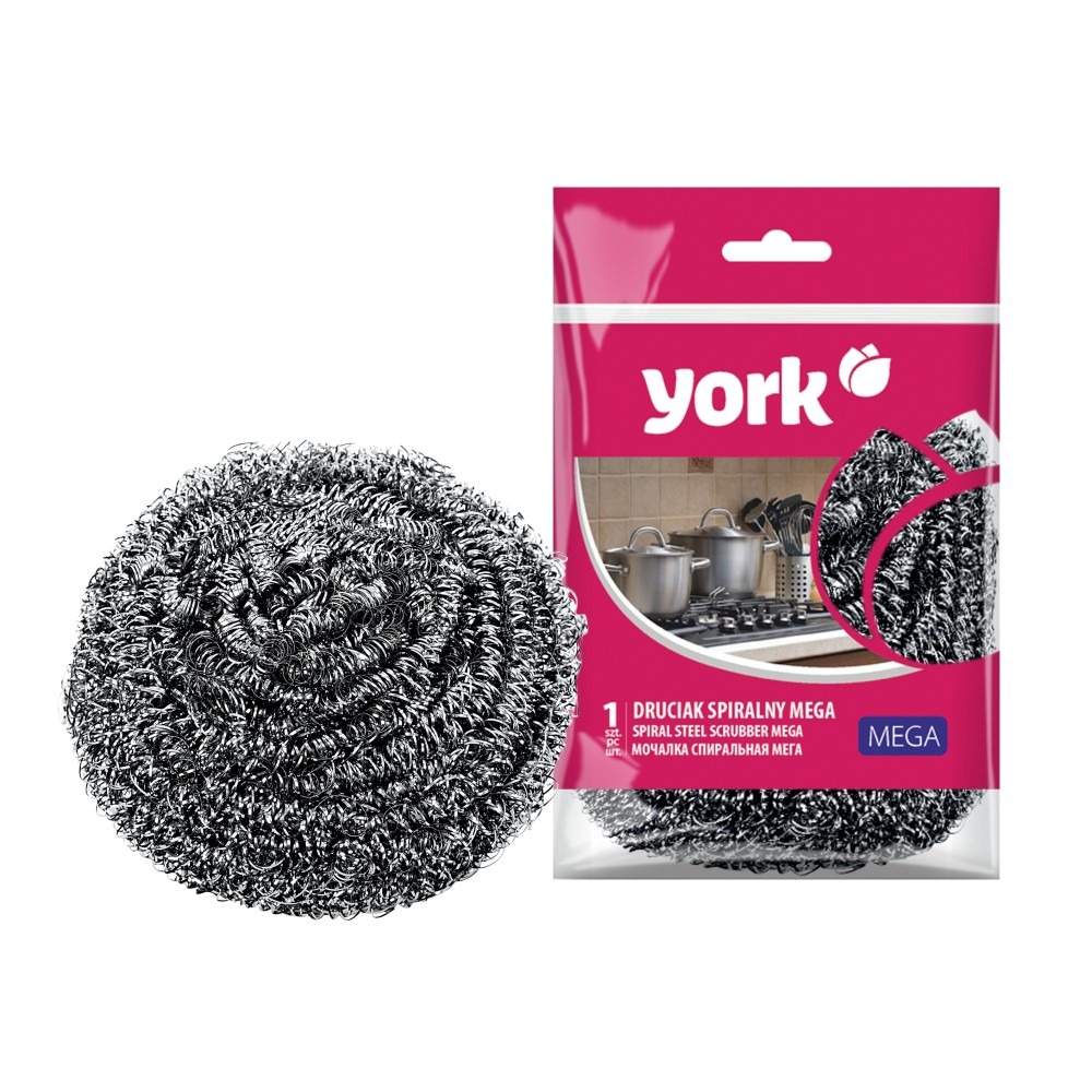 YORK Губка 002030 Мега спиральная металл 80х60мм
