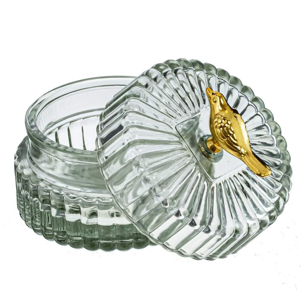 REMECO COLLECTION Шкатулка 804957 Птичка стекло/металл 8х8х7см