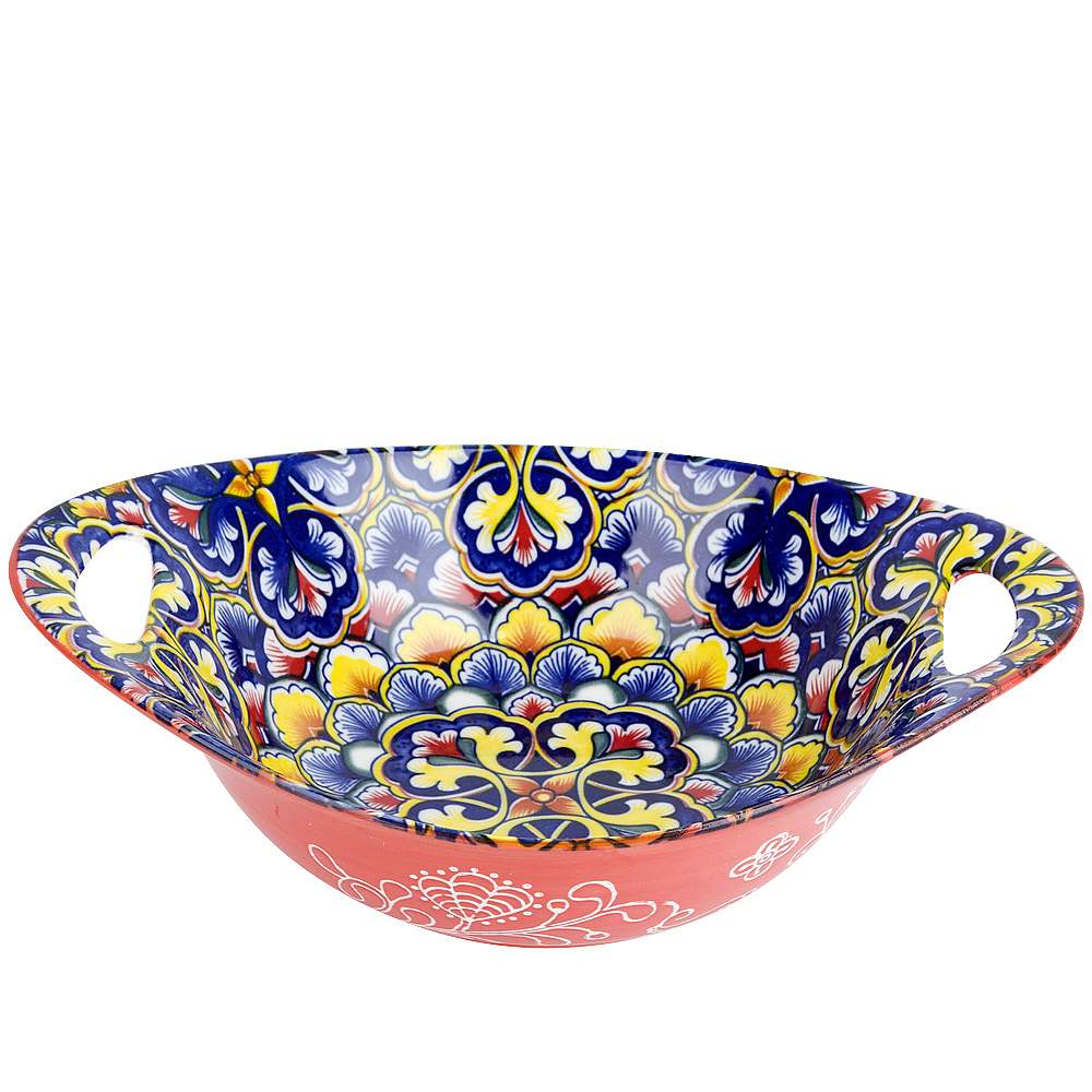NOUVELLE HOME Arabesque красный Салатник 0860110 овальный с ручками 22,7х15,2х6,6см