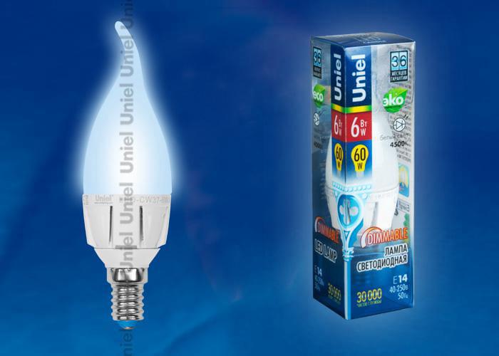 Лампа Uniel Palazzo DIM LED-CW37-6W/NW/E14/FR  ALP01WH  08692
