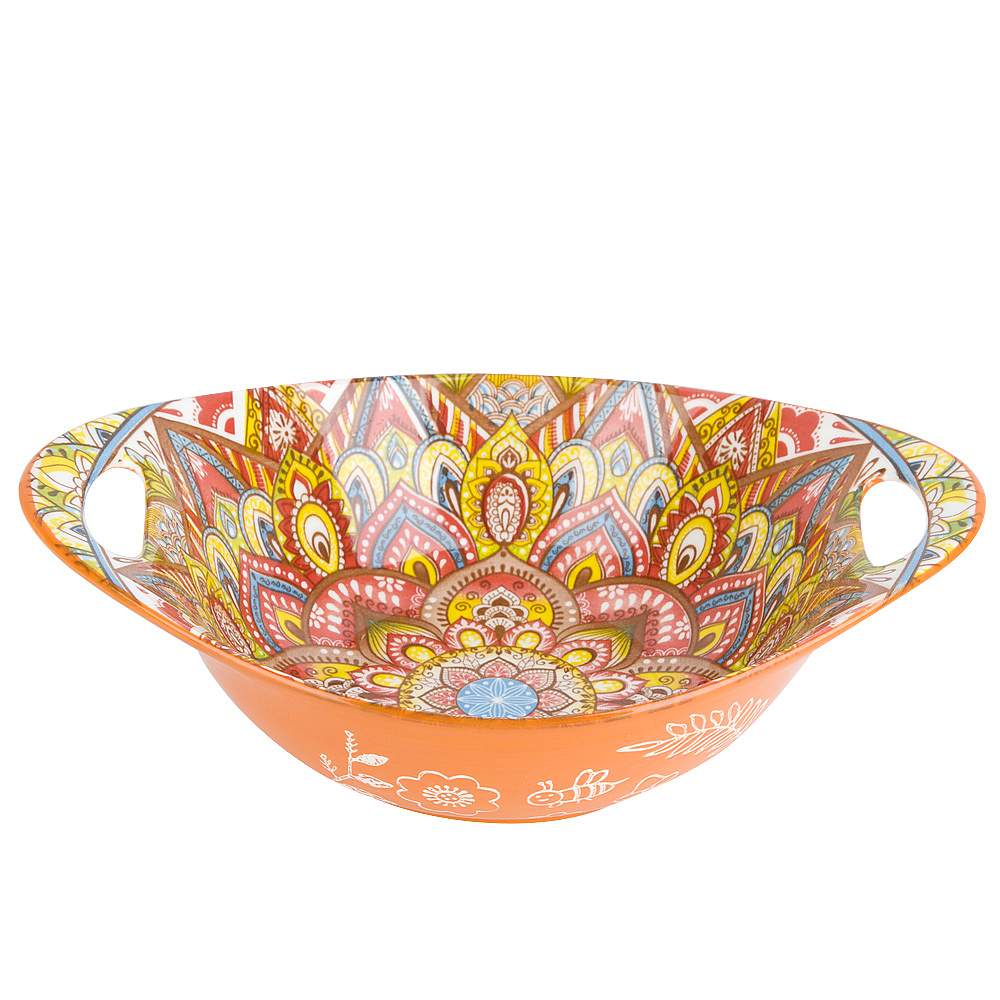 NOUVELLE HOME Arabesque оранжевый Салатник 0860100 овальный с ручками 22,7х15,2х6,6см