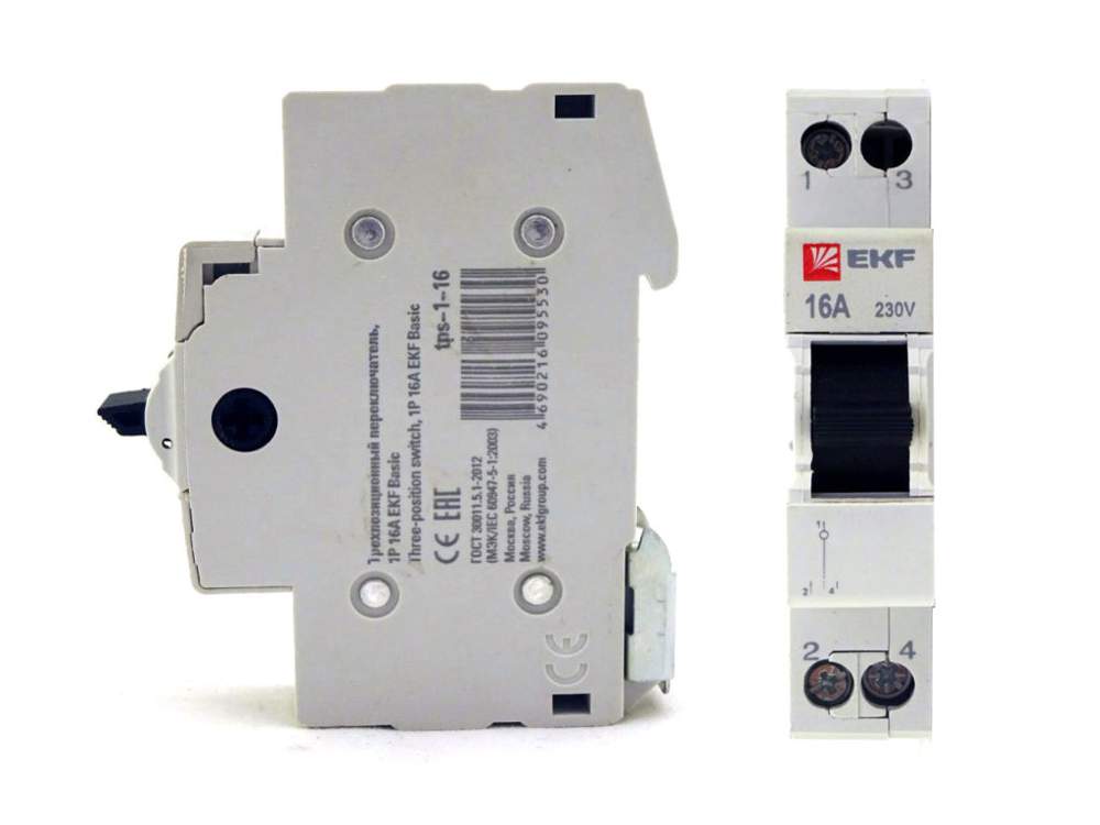 Переключатель трехпозиционный EKF 1P 16А Basic (tps-1-16)  419884