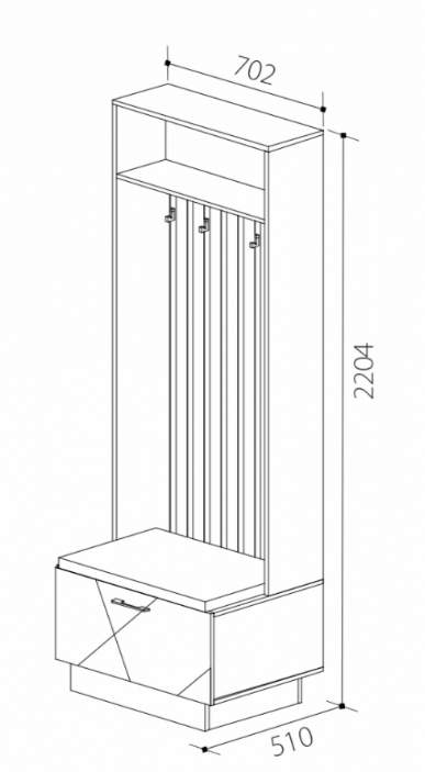 SPLIT Тумба для обуви с вешалкой/702мм МДФ матов. Миррис/Дуб Делано BRANDY 31