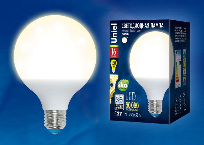 Лампа Uniel Palazzo LED-G95-16W/WW/E27/FR PLP02WH  UL-00000775