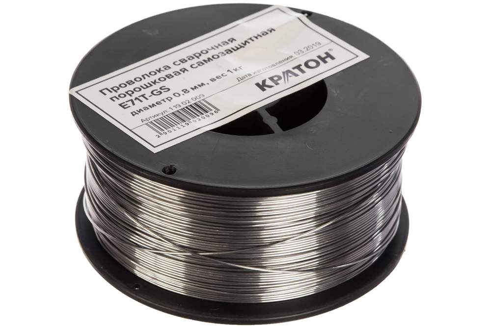 Проволока сварочная КРАТОН  порошковая самозащ. 0,8мм  1кг  1 19 02 009