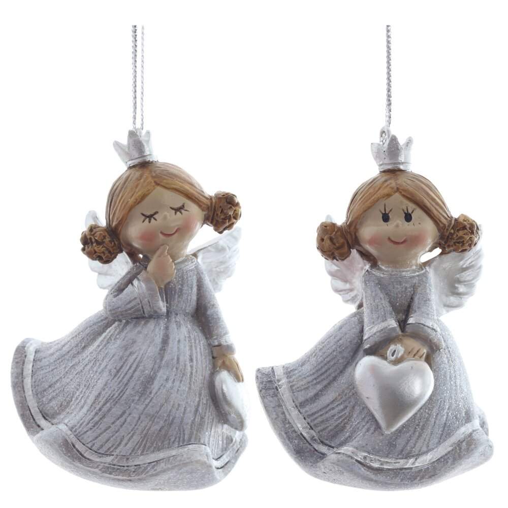 REMECO COLLECTION Украшение 824894 подвесное Ангел серебро 5х4,5х7см 2 вида (полимер) 