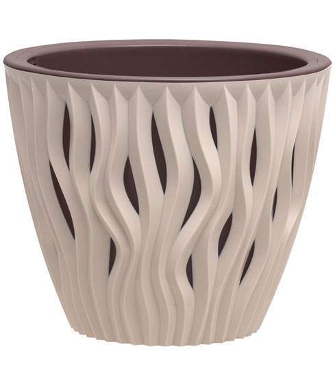 Горшок  Вдохновение 2,25л Пудровый (вставка мокко) КШ-9054