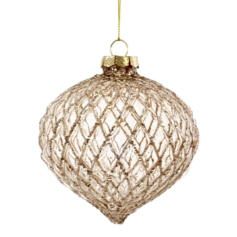 REMECO COLLECTION Игрушка елочная Луковица 809520 Сеточка золото/прозрачный стекло 8см 