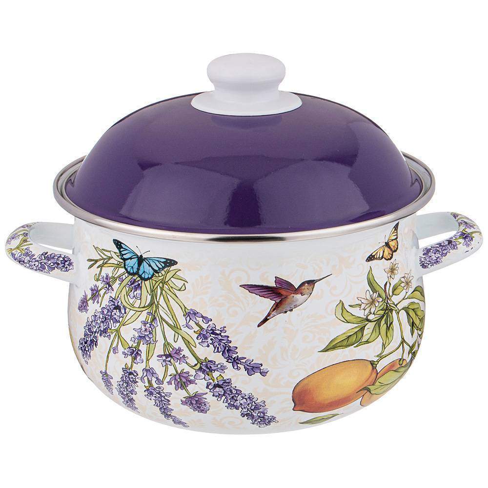 AGNESS Прованс Лимоны Кастрюля 934-547 2,8л 20*12см эмаль.крышка