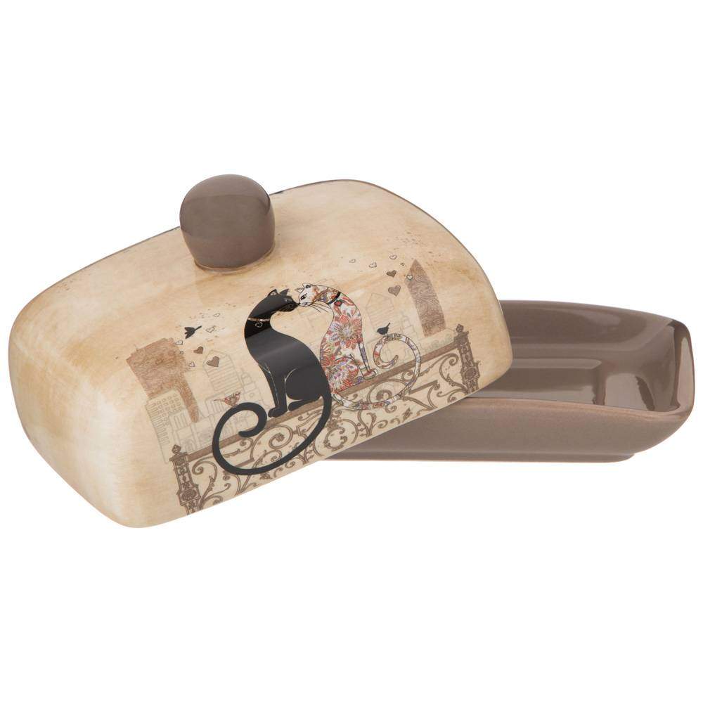 AGNESS Масленка 358-1727 Парижские коты керамика 17х12,5х9см