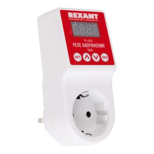 Вилка-розетка с диспл. REXANT 220В 16А  10-6040