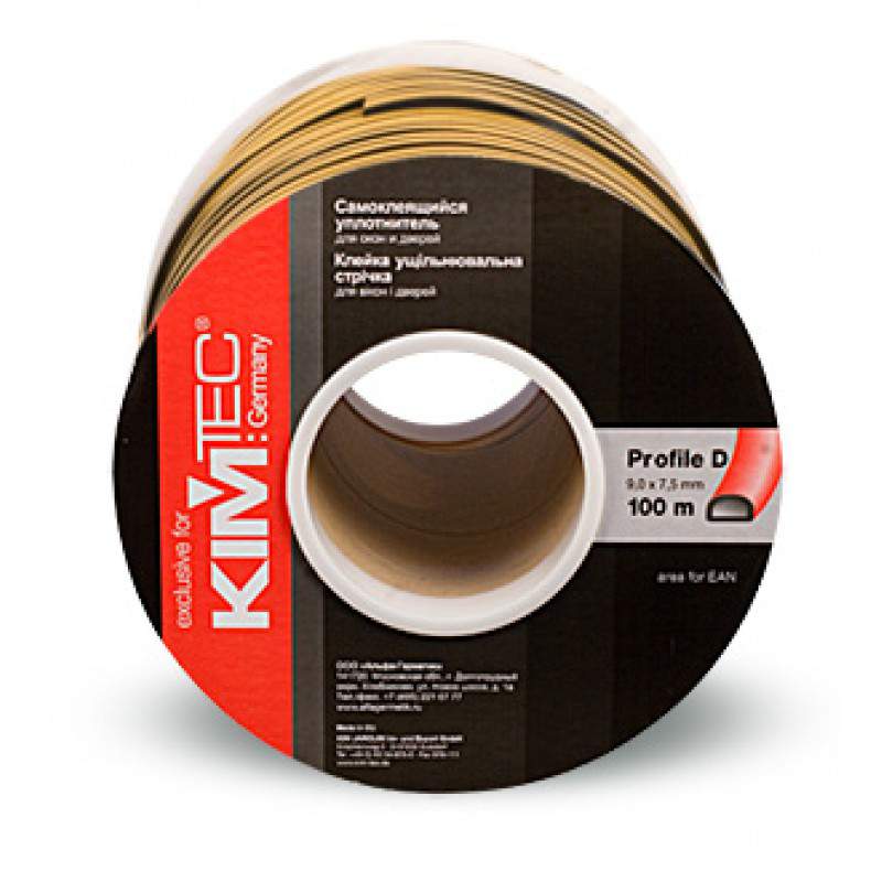 Уплотнитель Kimtek D-проф. двойн. 9х8мм черный 100м 04-14-41