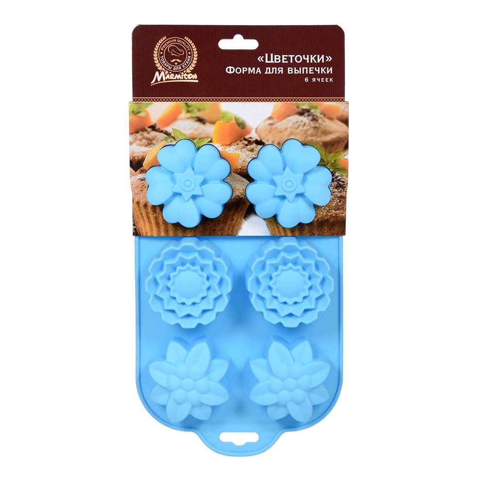 MARMITON Форма 17203 силикон Цветочки 6 ячеек 29*17*3 см
