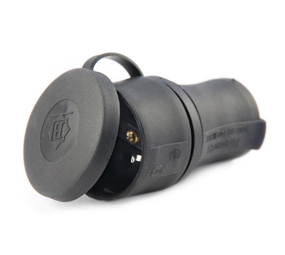 * Розетка каб. BEMIS Econom BEM 11-103 кауч. 220B 16A с з/к IP44 черн.