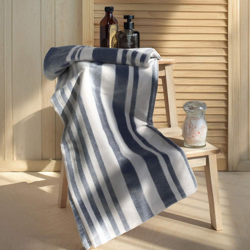 ВОЛШЕБНАЯ НОЧЬ Полотенце 100/150 Полоски темно-синий Х/б 931498