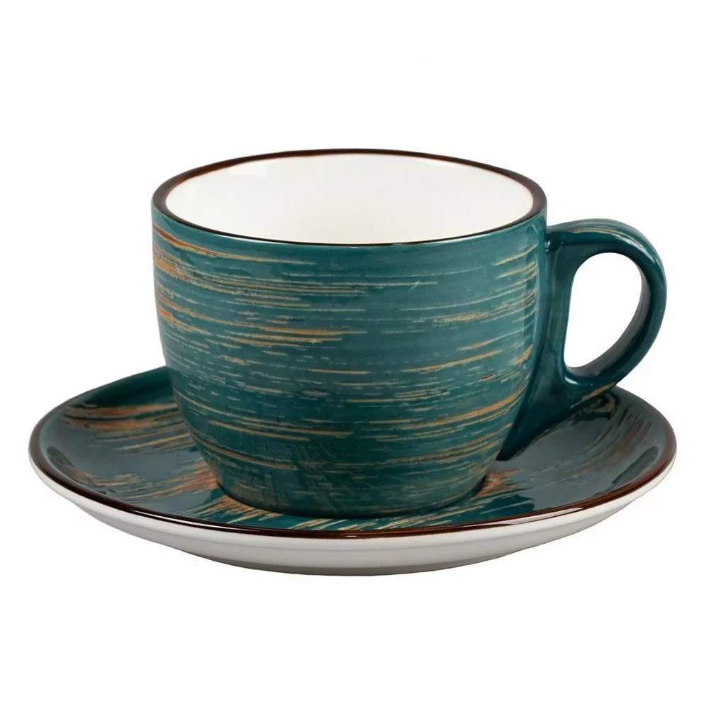 P.L. Proff Cuisine Texture Dark Green Lines Чайная пара 10см h7,5м 300мл 81223431/53597+53598 (24/6)