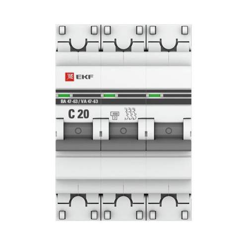 Авт.вык-ль ИЭК ВА47-63  3Р  20А  C 4.5кА mcb4763-3-20C-pro PROxima