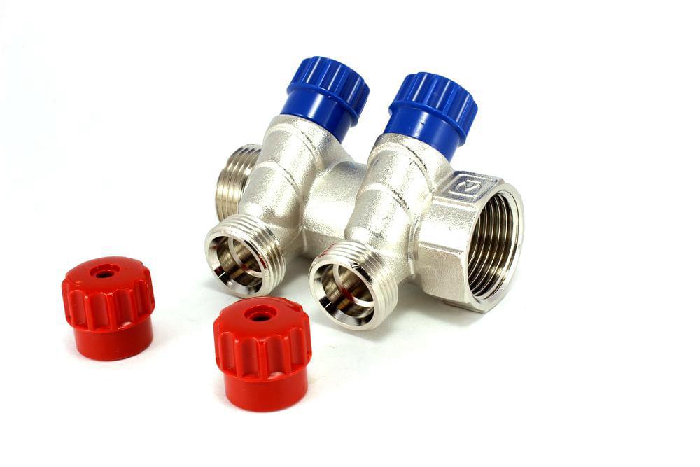 Коллектор 1"х2 вых 3/4"  н/р  /регул.вент./  никель  VTc.560.NE.060502