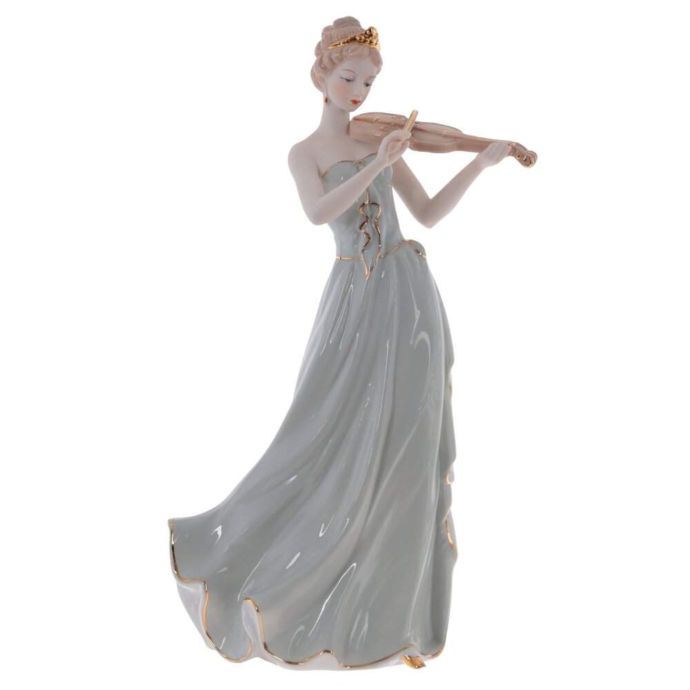 REMECO COLLECTION Статуэтка 804739 Девушка со скрипкой в сером платье фарфор 19,5х12,5х34см