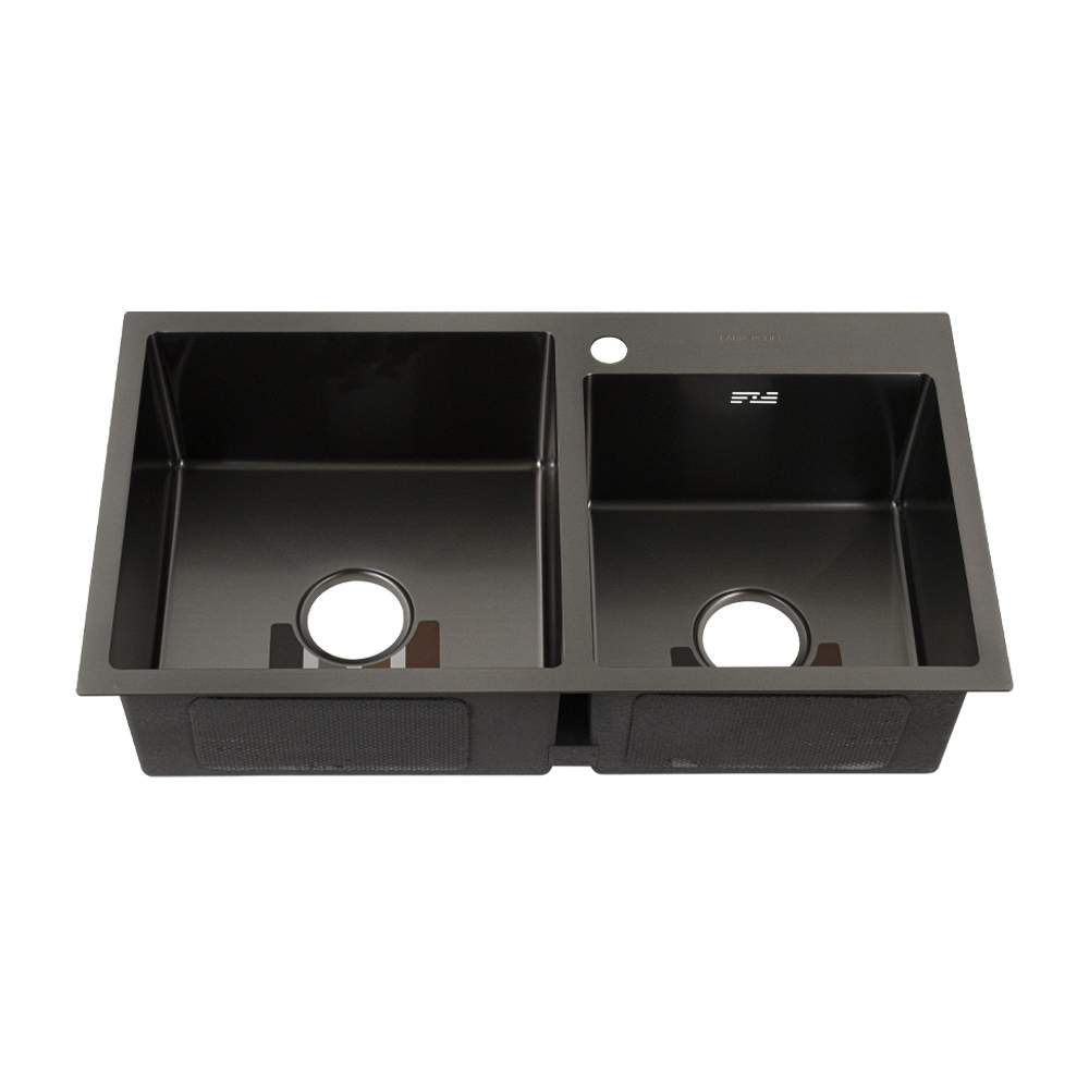 Мойка FABIA  PROFI врезная 78х43cм Графит 3,0мм  двойная+корзина+бол.сифон 78433G