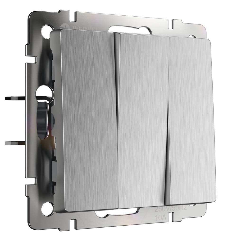 Набор клавиш  Frame д/3хкл.выкл.  серебр.рифленый  WL09-SW-3G-CCP